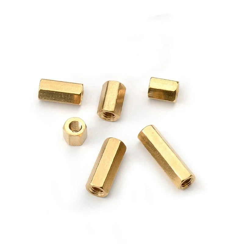 5-50pcs M2 M2.5 M3 M4 M5 M6 Double Pass Hex Brass Female Standoff Pillar Stud Mount Spacer Hexagon PCB Motherboard Nut Hollow