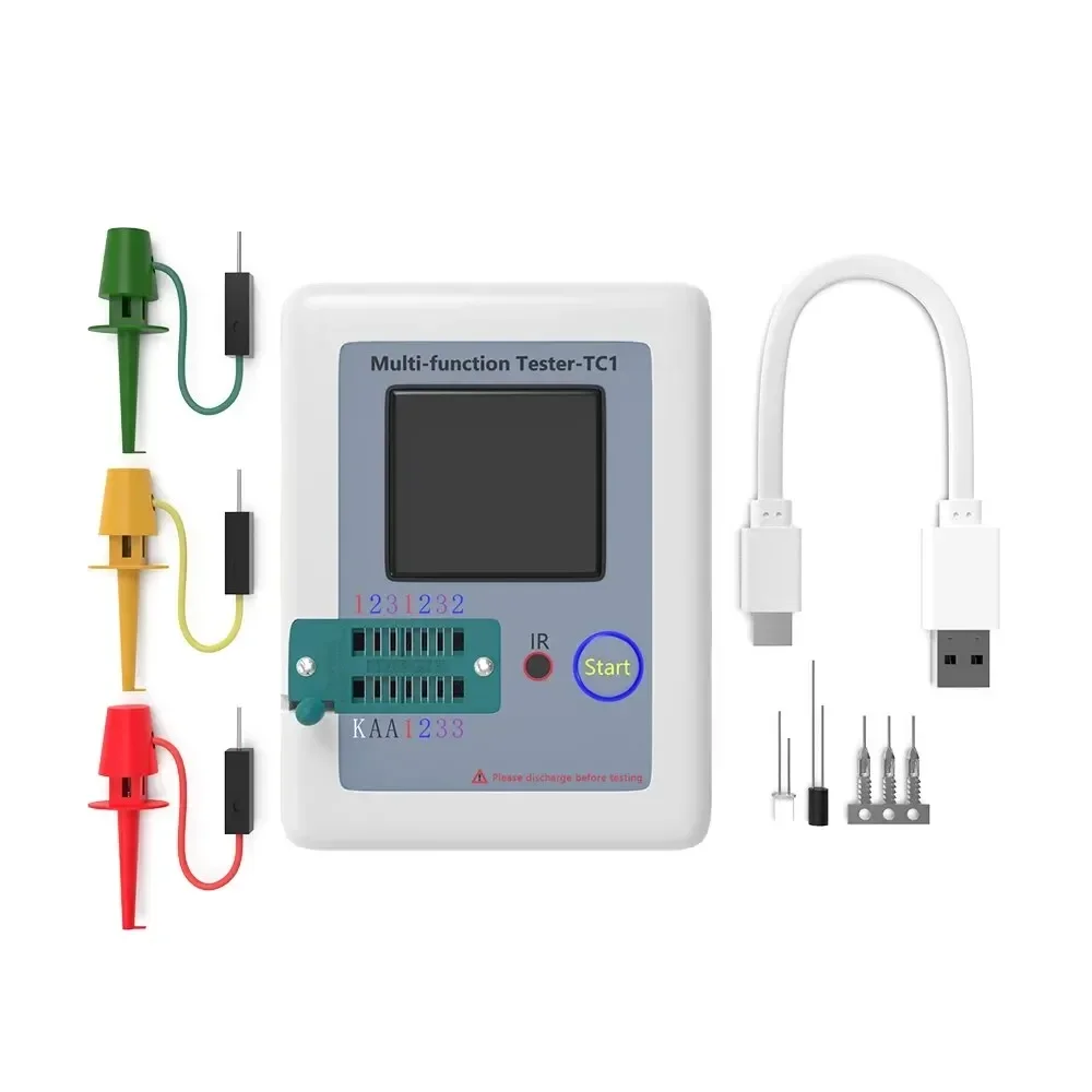LCR TC1 1,8 pulgadas TFT LCD pantalla multímetro Transistor probador diodo triodo condensador resistencia medidor de prueba