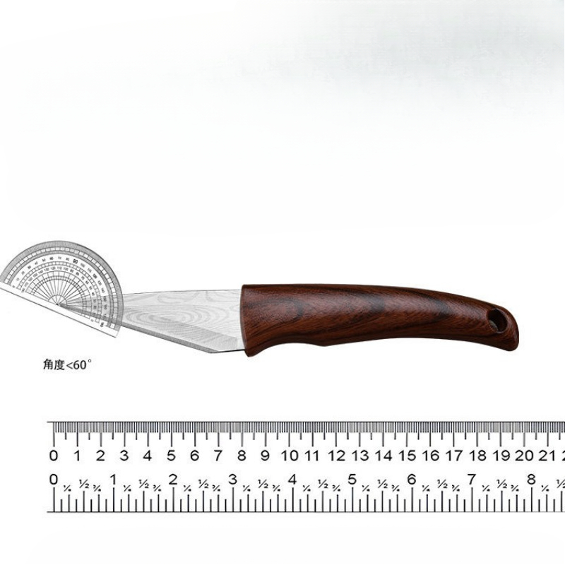 Cuchillo de injerto con mango de madera con carcasa de cuero, adecuado para injerto/desembalaje de jardín, Etc. Herramienta manual de jardín con mango de madera maciza