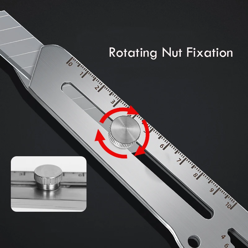 Cuchillo de utilidad Navoж Cuchillo multifuncional Cuchillos de bolsillo retráctiles de acero inoxidable de 18 mm con regla de 10 cm