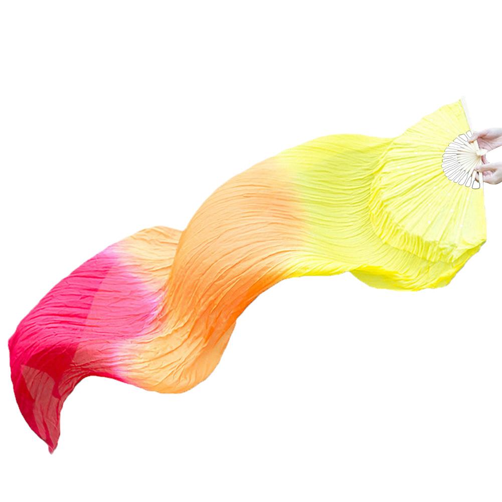 150CM 모조 실크 수제 고품질 밸리 댄스 팬 1Pcs 밸리 댄스 팬 그라디언트 색상 댄스 롱 팬