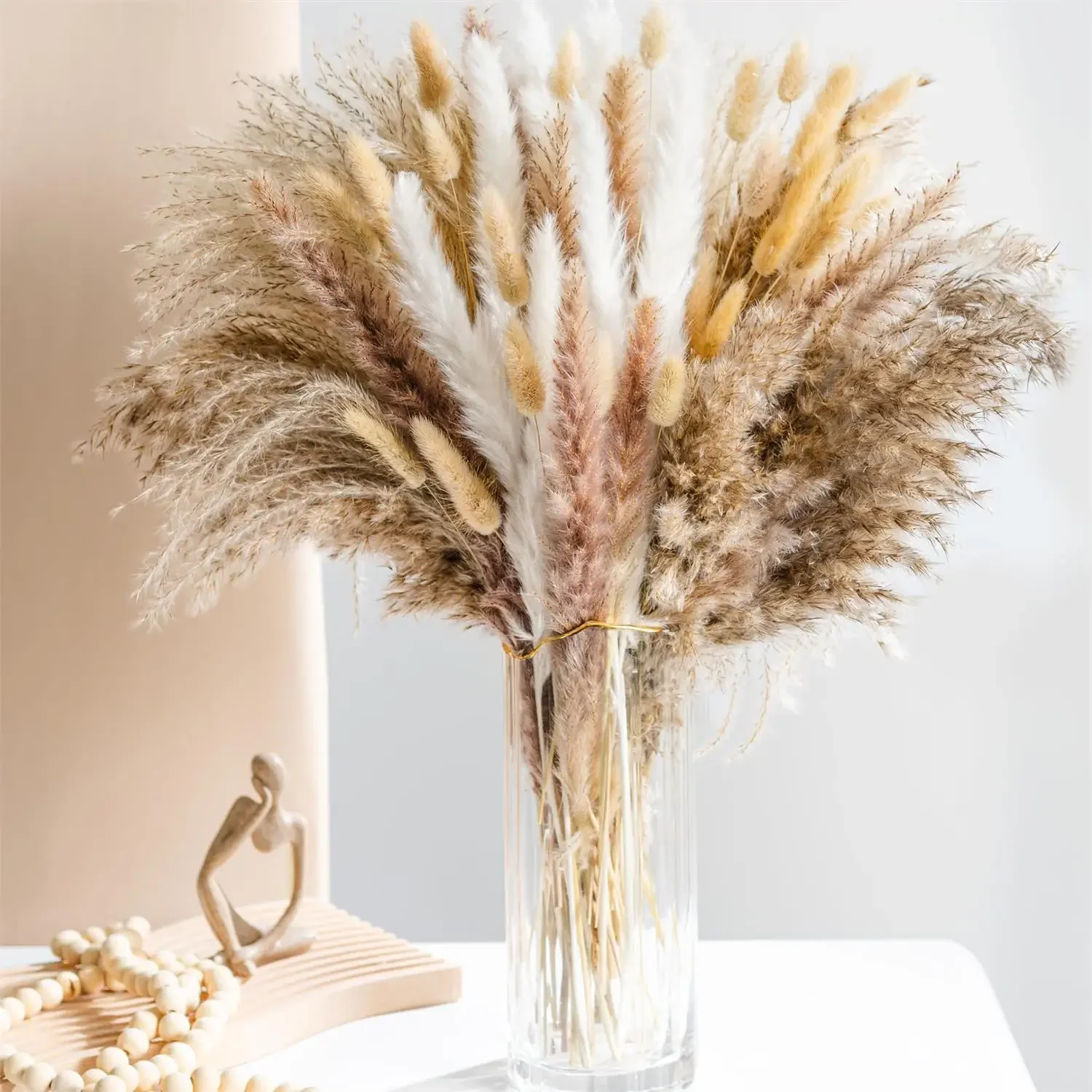 105 Uds. Flores secas naturales Pampas ramo Floral Boho país decoración del hogar cola de conejo hierba caña arreglo de decoración de boda