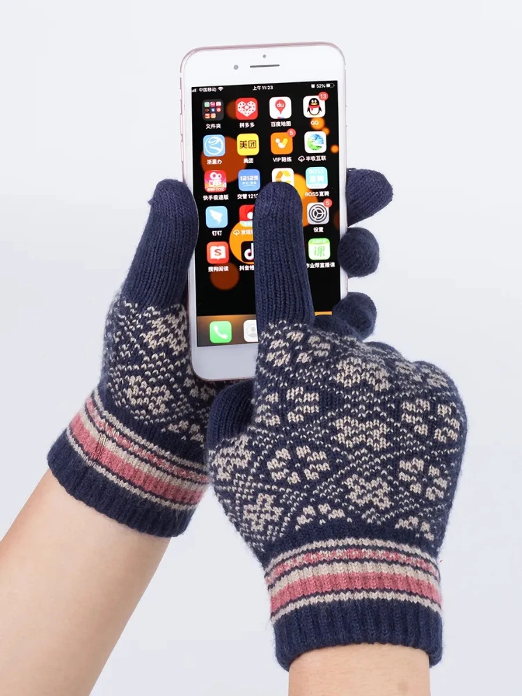 3 uds guantes de bufanda de punto de invierno para mujer conjunto de gorro forrado de lana cómodo suave Casual cálido conjunto de guantes rojos conjunto a prueba de viento al aire libre