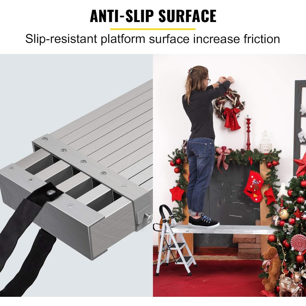 Aluminum Work Plank,8-13ft Telescoping Plank,440lbs Capacity Aluminum Extension Plank,12.5 inch Width,Aluminum Scaffolding Plank