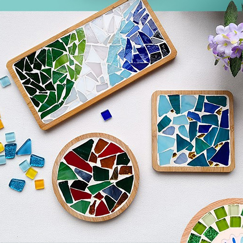 Handmade DIY Mosaic Cup Mat Bottom Bamboo Pad Early Education Free Creation Handicraft Toys