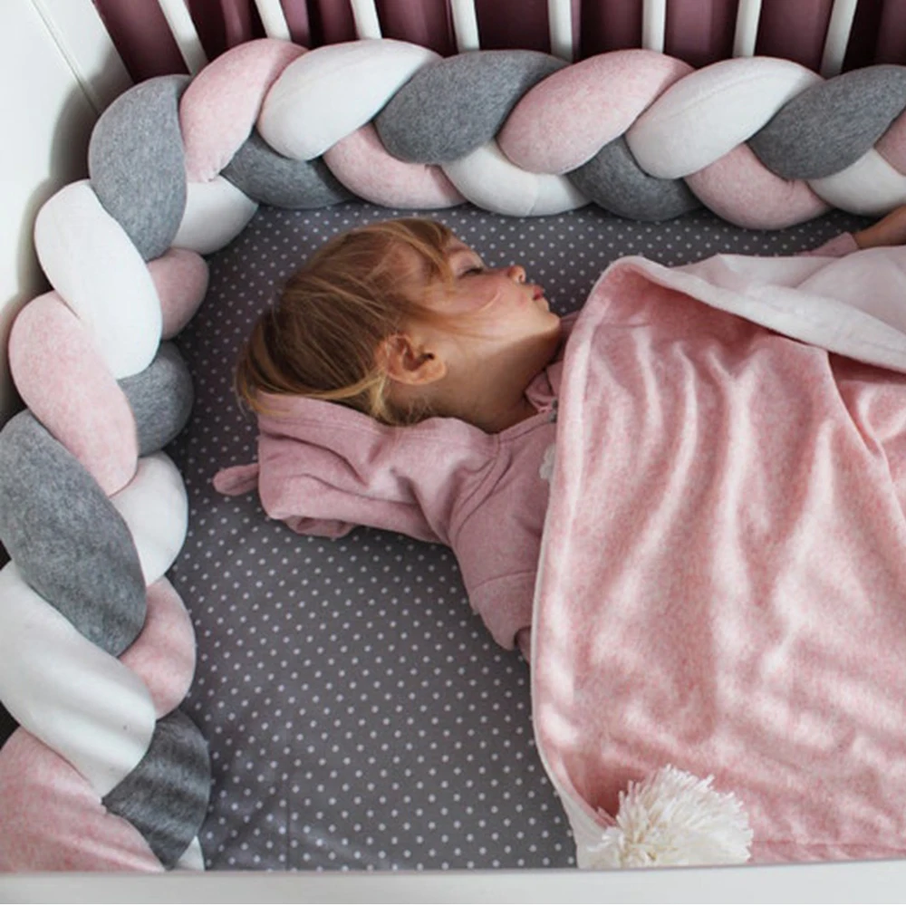 1M/2M/3M/4M Treccia Lettino Paraurti Infantile Culla Protezione per lettino Peluche Cuscino Cuscino Culla Anti-collisione Decorazione della stanza Paraurti
