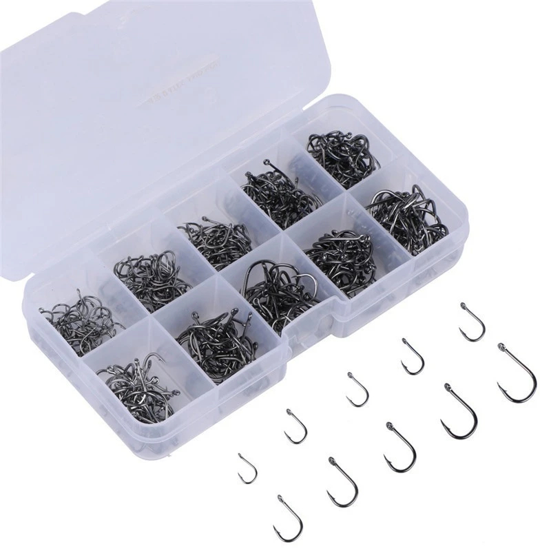 Vishaken 100 stuks set Koolstofstaal Scherp Duurzaam Prikkeldraad Vishaak Rots Visuitrusting Uitrusting Tackle Accessoires met doos