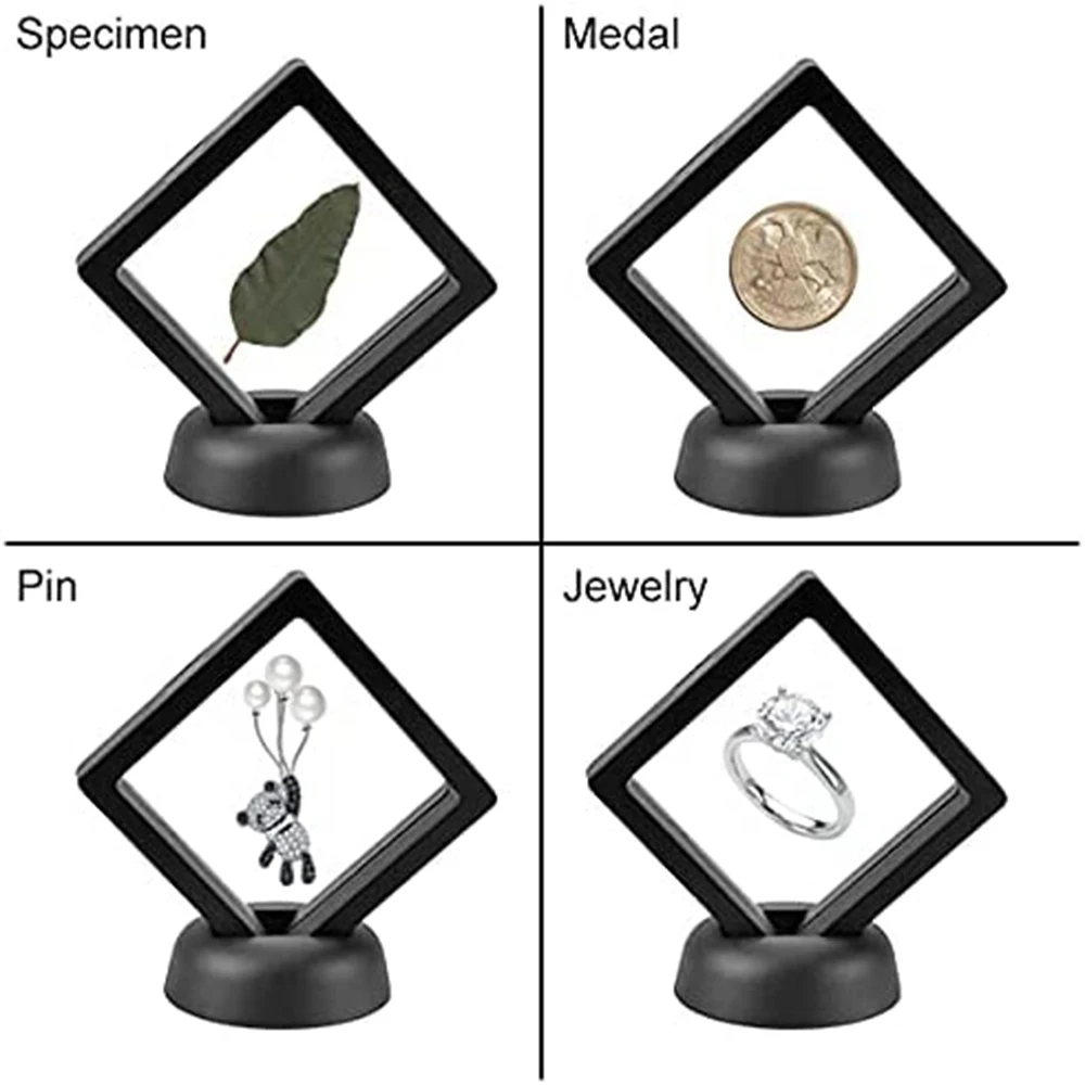 5 Stuks Drijvende Vitrine Frame Ring Ketting Oorbel Verpakking Sieraden Munt Display Standhouder