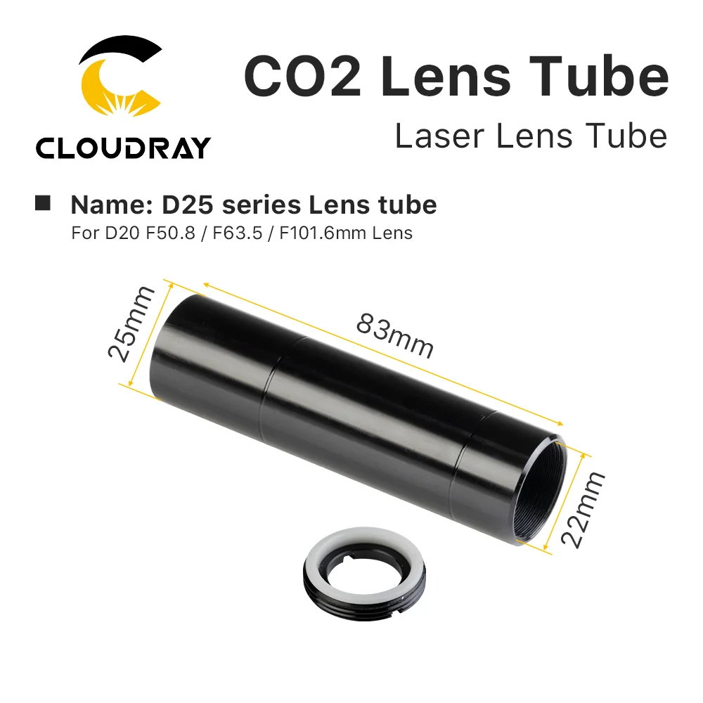 Cloudray CO2 レンズチューブ O.D.24 ミリメートル 25 ミリメートル D20 F50.8/63.5/101.6 ミリメートルレンズ CO2 レーザー切断彫刻機レーザーヘッドアクセサリー
