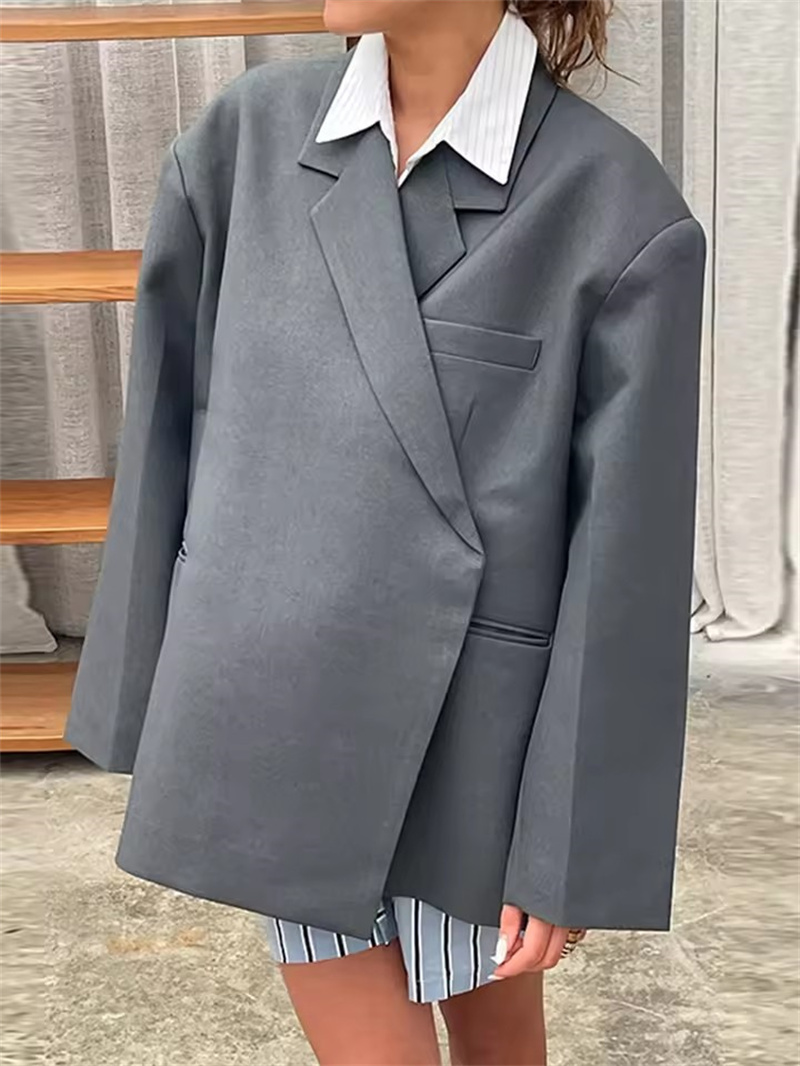 Mode Frauen Blazer Langarm Revers Seite Taste Anzug Jacke 2025, Frühling Kerb Damen Büro Arbeitskleidung Outwear