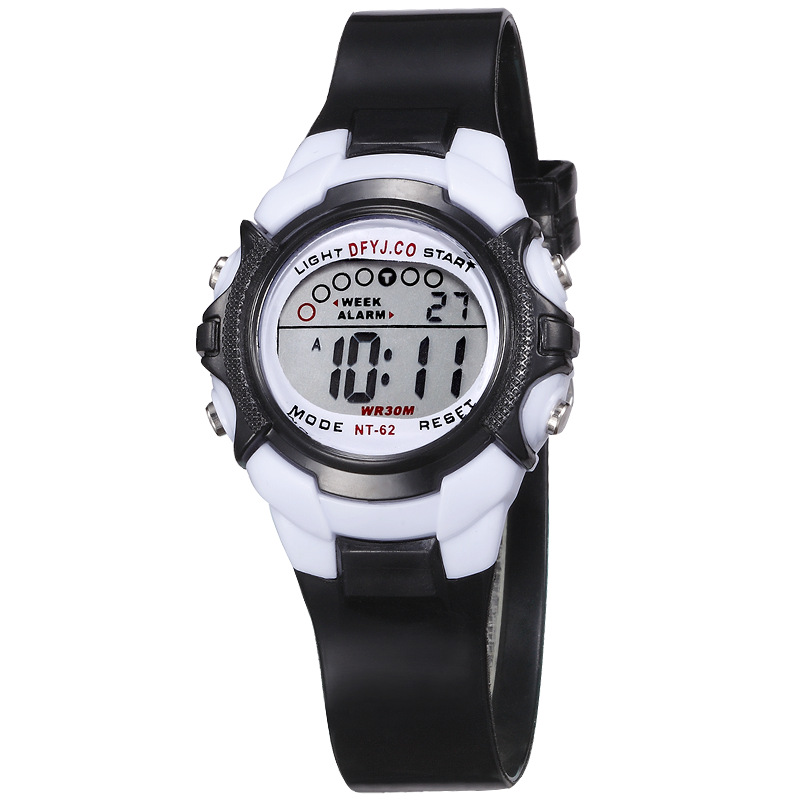 子供用デジタル時計,3〜10歳の子供用,7色,LED,防水,スポーツウォッチ,シリコンストラップ