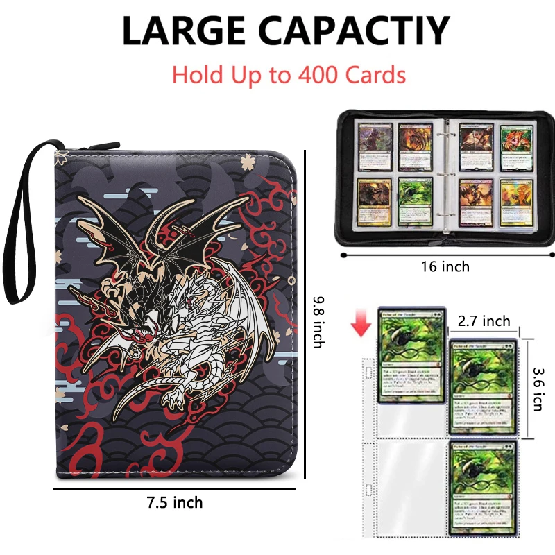 Yugioh TCG GAME Card Binder Yu-Gi-Oh Red-Eyes Black Dragon Держатель для карт Альбом 4-карманный держатель для коллекции карточных игр
