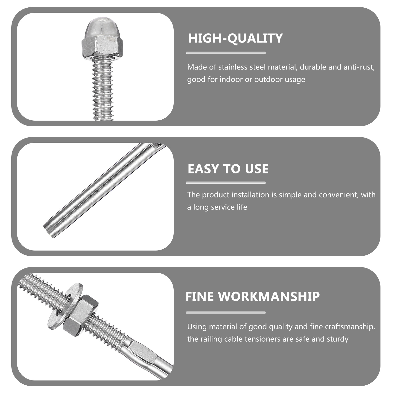 10 шт., натяжитель из нержавеющей стали, резьбовая концевая клемма для систем перил на палубе, антикоррозийная, для наружного использования в помещении