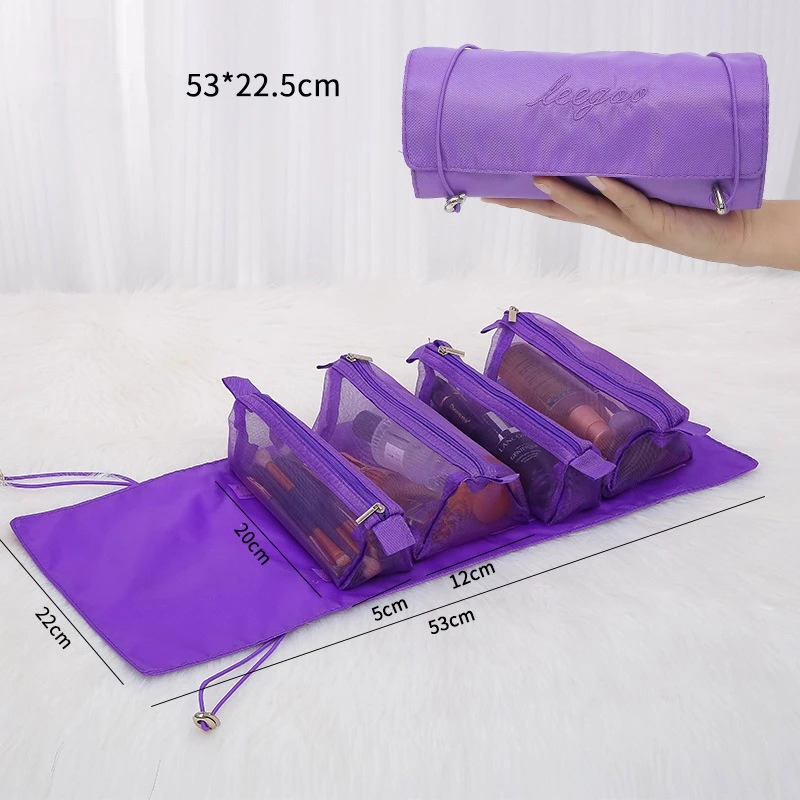 Female portable large capacity makeup bag, skincare sub packaging, toiletries bag, travel makeup brush, partitioned storage bag