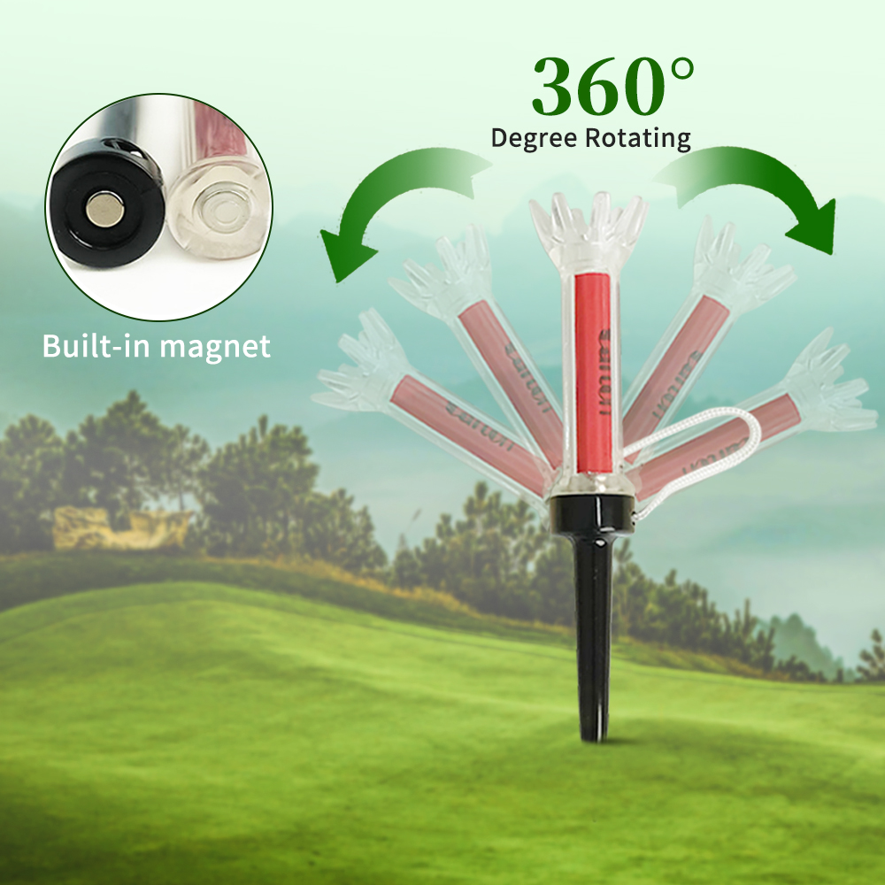 Caiton 5 pièces Tee de golf, avec tee de golf en plastique magnétique, deux tailles (79 mm/90 mm), nouveau cadeau de rebond à 360 degrés, pratique d'entraînement au golf