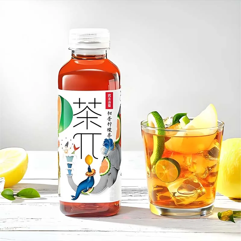 NongFu Chaπ Tea Drink 17.65oz(500ml)*3 bottles Lemon black tea, peach oolong, grapefruit, jasmine tea, small bottle beverage
