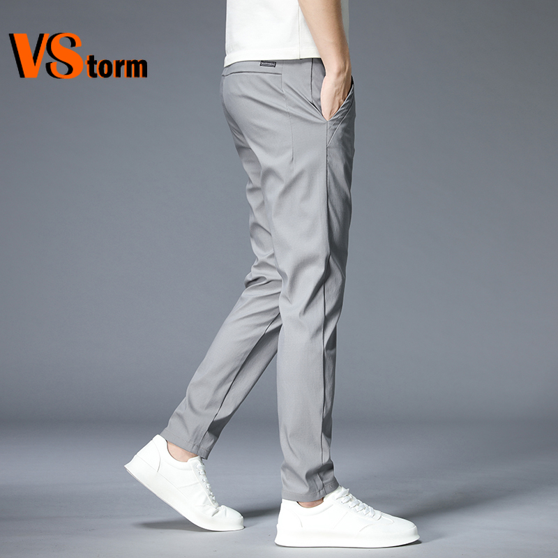 Calça casual fina, masculina, de algodão reto, monocromática, slim fit, estilo clássico, moda empresarial, nova, verão