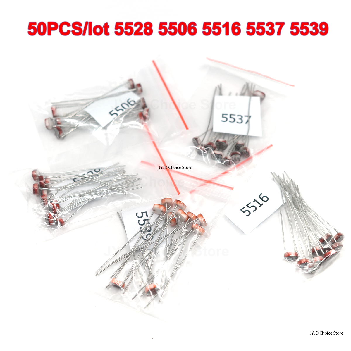 50 unids/lote LDR foto resistencia sensible a la luz fotorresistor fotoeléctrico 5528 5506 5516 5537 5539 GL5528 para Arduino