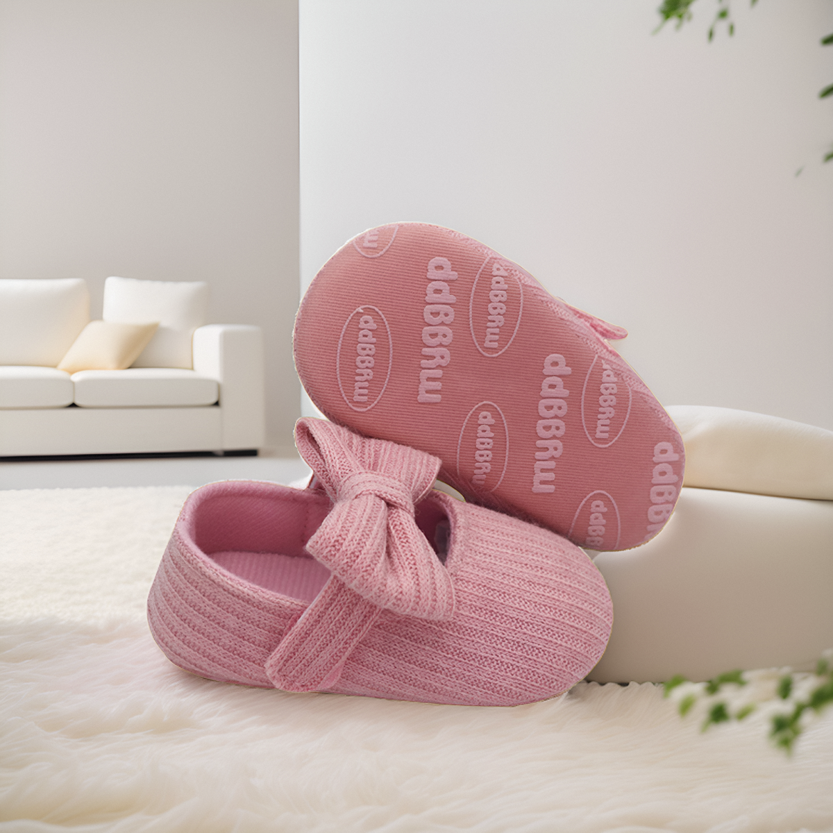 赤ちゃんのためのファッショナブルなフラットシューズ,弓付きの快適でキュートで美しい靴,1ペア