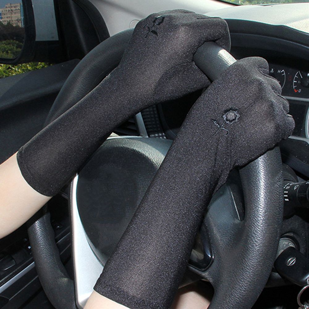 Women Slip Resistant Thin Sunscreen Gloves Anti UV Driving Gloves Etiquette Gloves