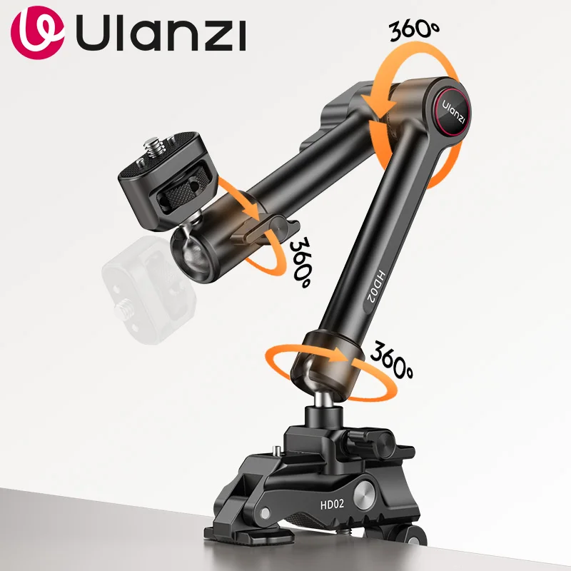 Ulanzi HD02 Super Clamp с 360° °   Быстроразъемный зажим с мини-шаровой головкой, кронштейн для штатива, винтовой зажим 1/4 для DSLR камеры Gopro