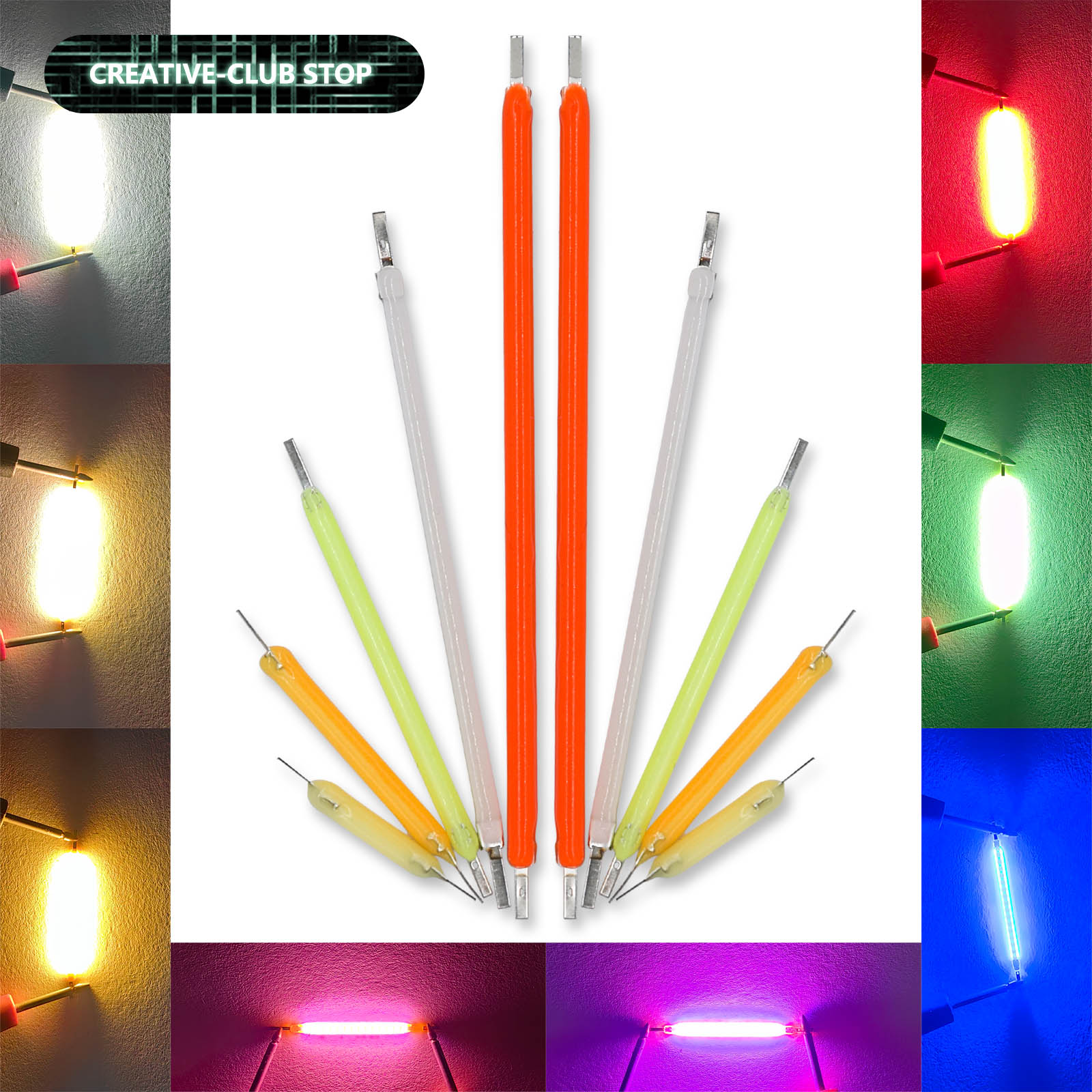 10 stücke COB LED Filament 18,8mm 29mm 38mm 54mm 68mm Edison-birne Lampe Teile DC 3V 12V 57V Glühlampen Dioden Zubehör