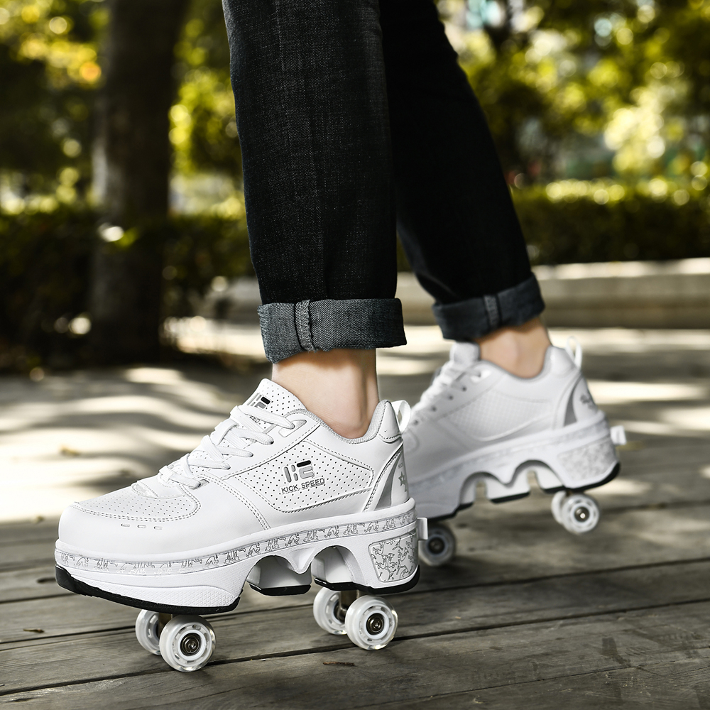 Unisex สี่ล้อ Roller Skate รองเท้า Casual Deformation Parkour รองเท้าผ้าใบเด็กสเก็ต Stage ส่วนบุคคลกีฬา Roller Skate รองเท้า