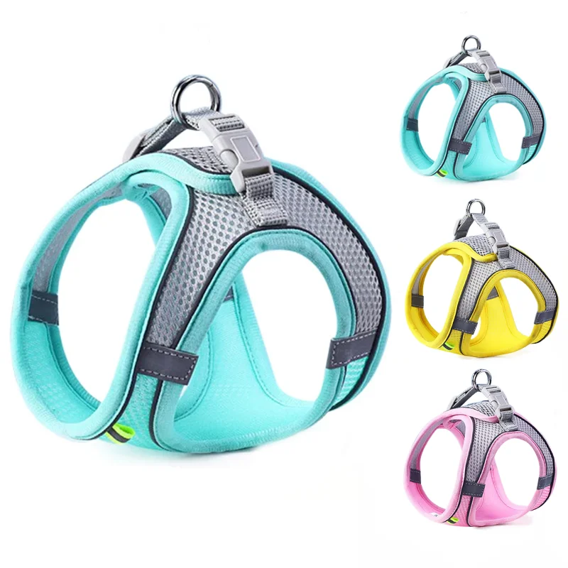 Arnés para perros y gatos, chaleco, conjunto de cuerda para el pecho, arnés ajustable transpirable reflectante para mascotas para perros pequeños y medianos, para caminar al aire libre