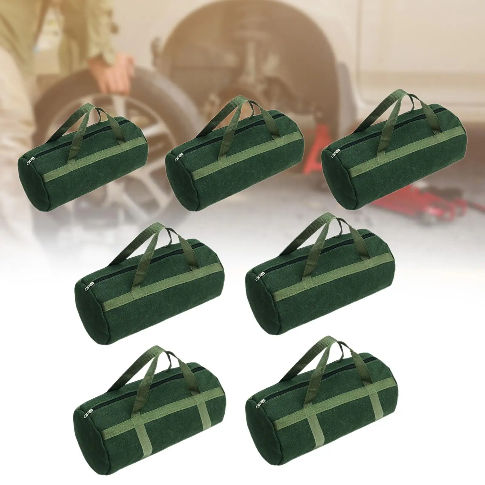 Canvas Tool Storage Bag Zipper Tool Pouch Wide Mouth Opening Smooth Zipper Closure Portable Multipurpose for Men Green Sturdy
