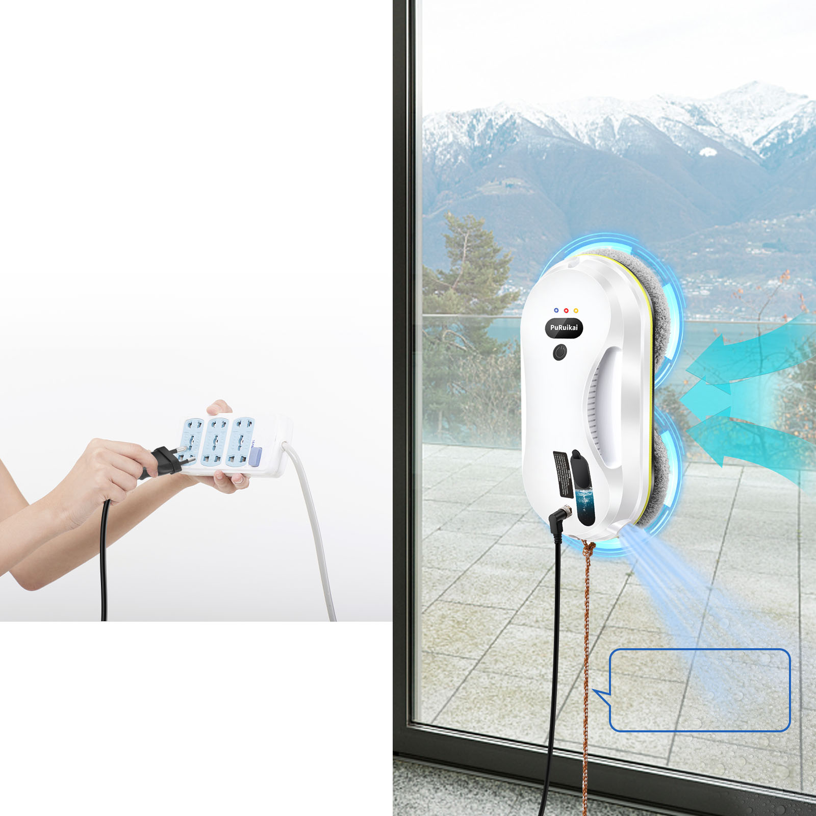 Household window automatic water spray cleaning robot vacuum cleaner remote control electric window wiper household glass wiper