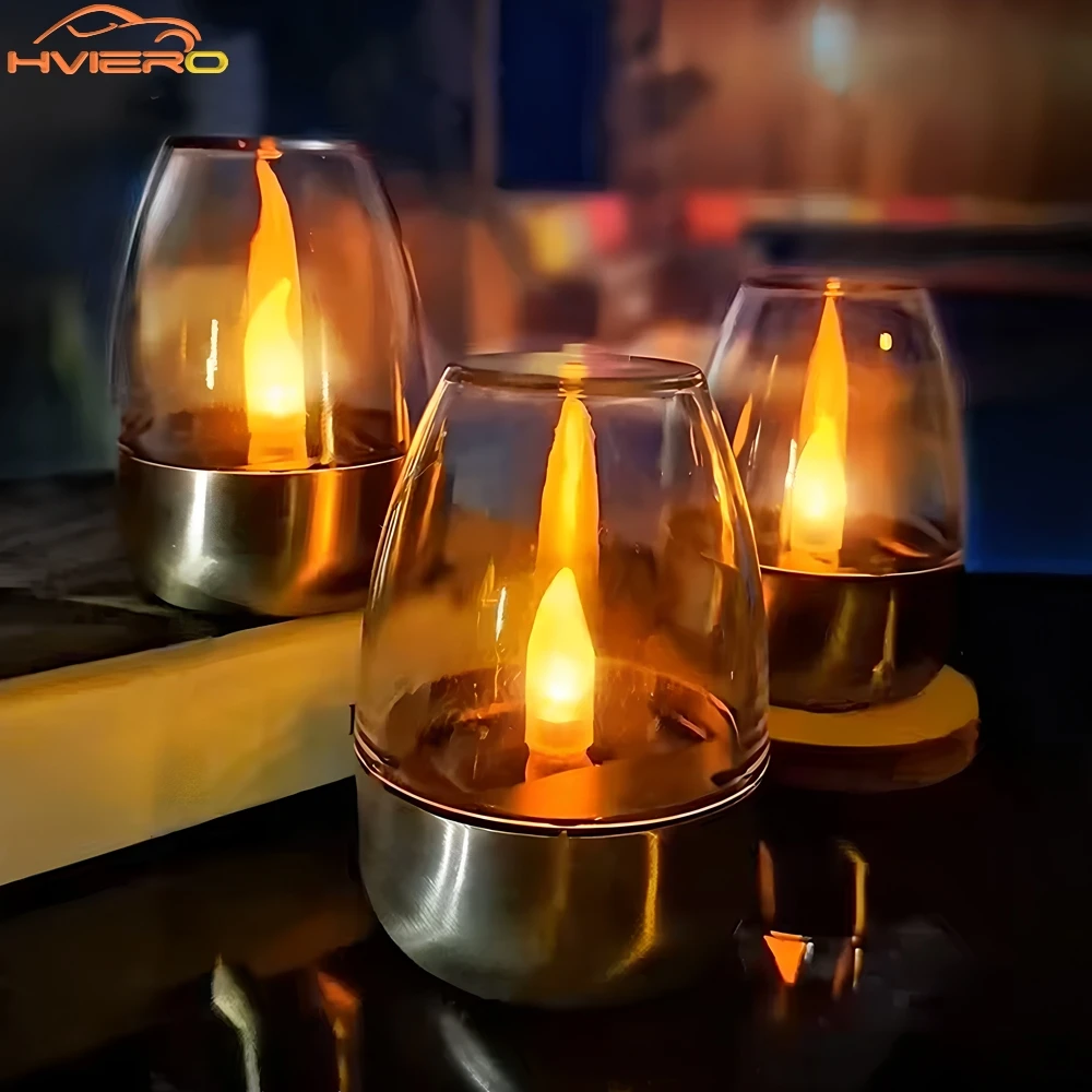 Velas solares LED, luz nocturna recargable sin llama para decoración de jardín, lámpara de ambiente impermeable para fiesta de boda al aire libre