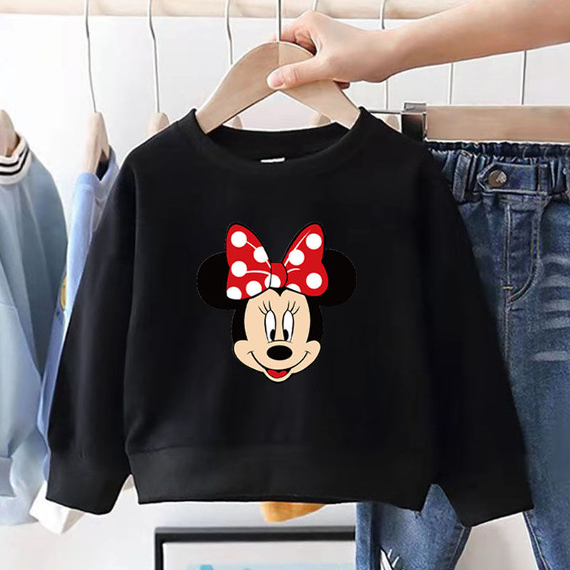 Printemps/automne bébé fille Minnie sweat ample à manches longues hauts mode populaire dessin animé enfants sweats à capuche col rond pulls