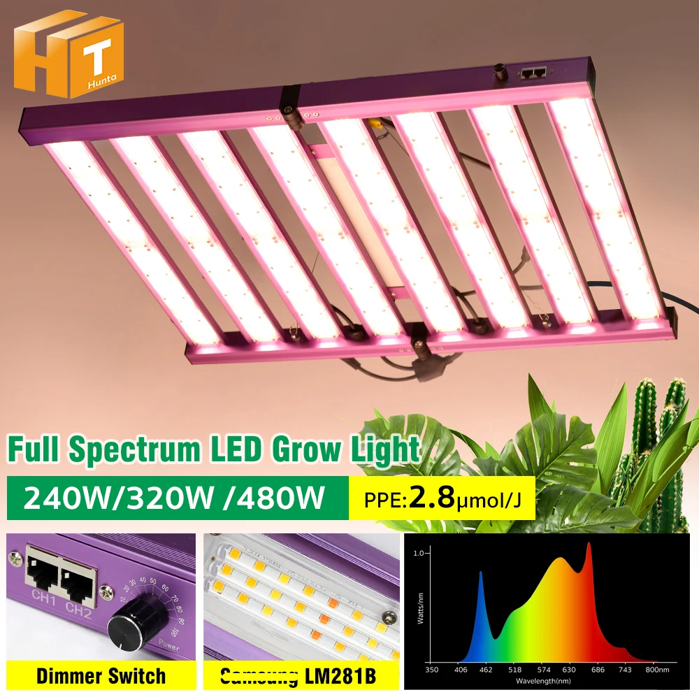 Vollspektrum-LED-Wachstumslicht, 240 W, 320 W, 480 W, hohe Helligkeit für den Pflanzenanbau, LM281B, faltbare Wachstumslampe zum Aussaat von Gemüse und Blumen