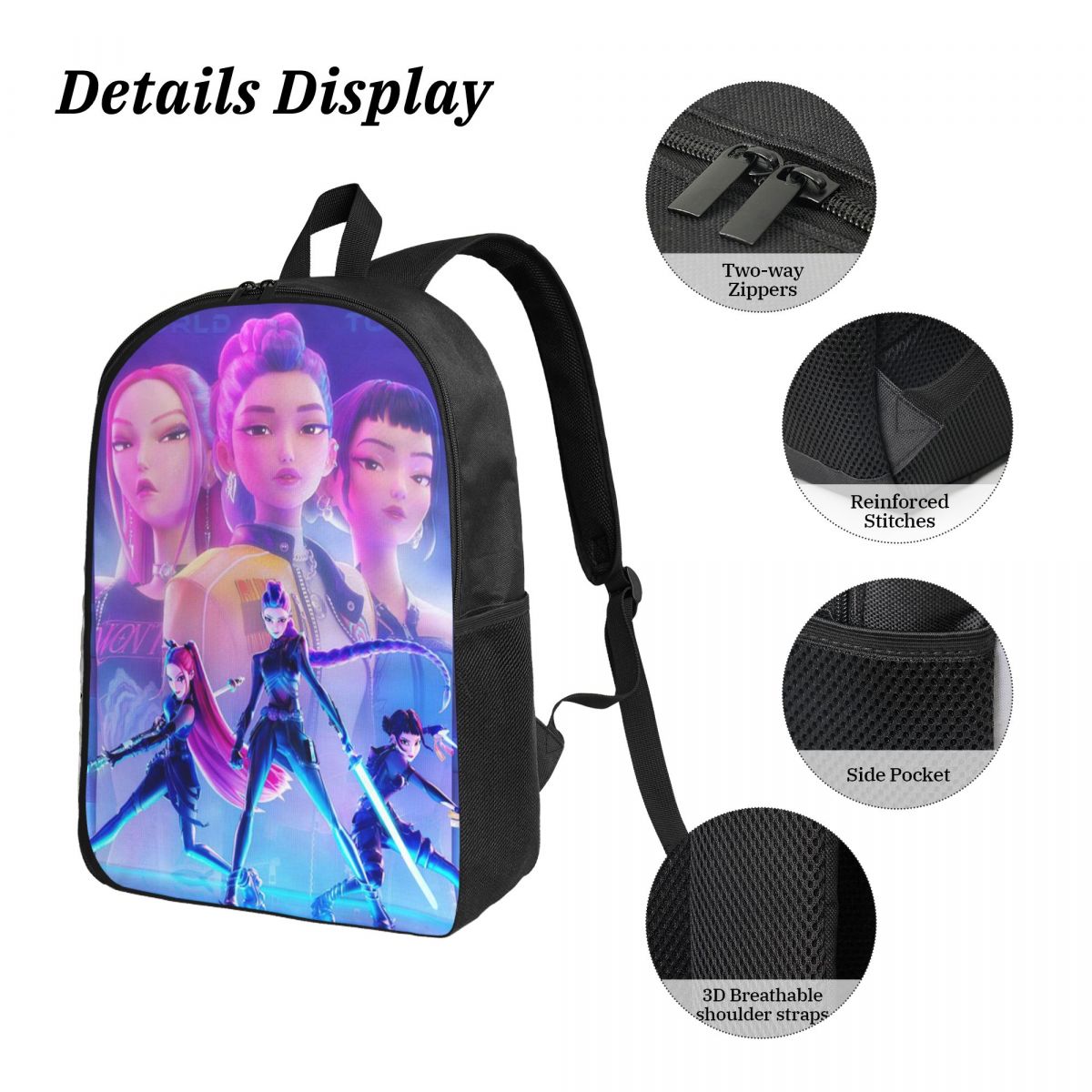 3 pçs kpop demon hunters huntrix sacos de escola conjunto para meninas meninos caixas de lápis mochila conjuntos com lancheira para escola daypack
