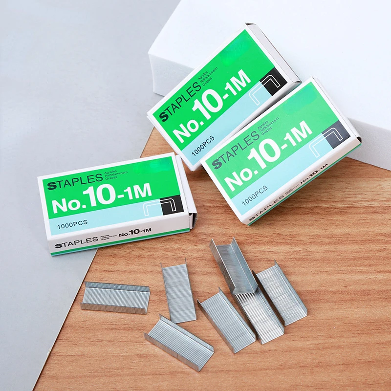 1000 teile/schachtel größe Nr. 10 Heftklammern Box für Desktop-Hefter Zubehör Briefpapier Tapetool Metall Büro Heftklammern normale Werkzeuge