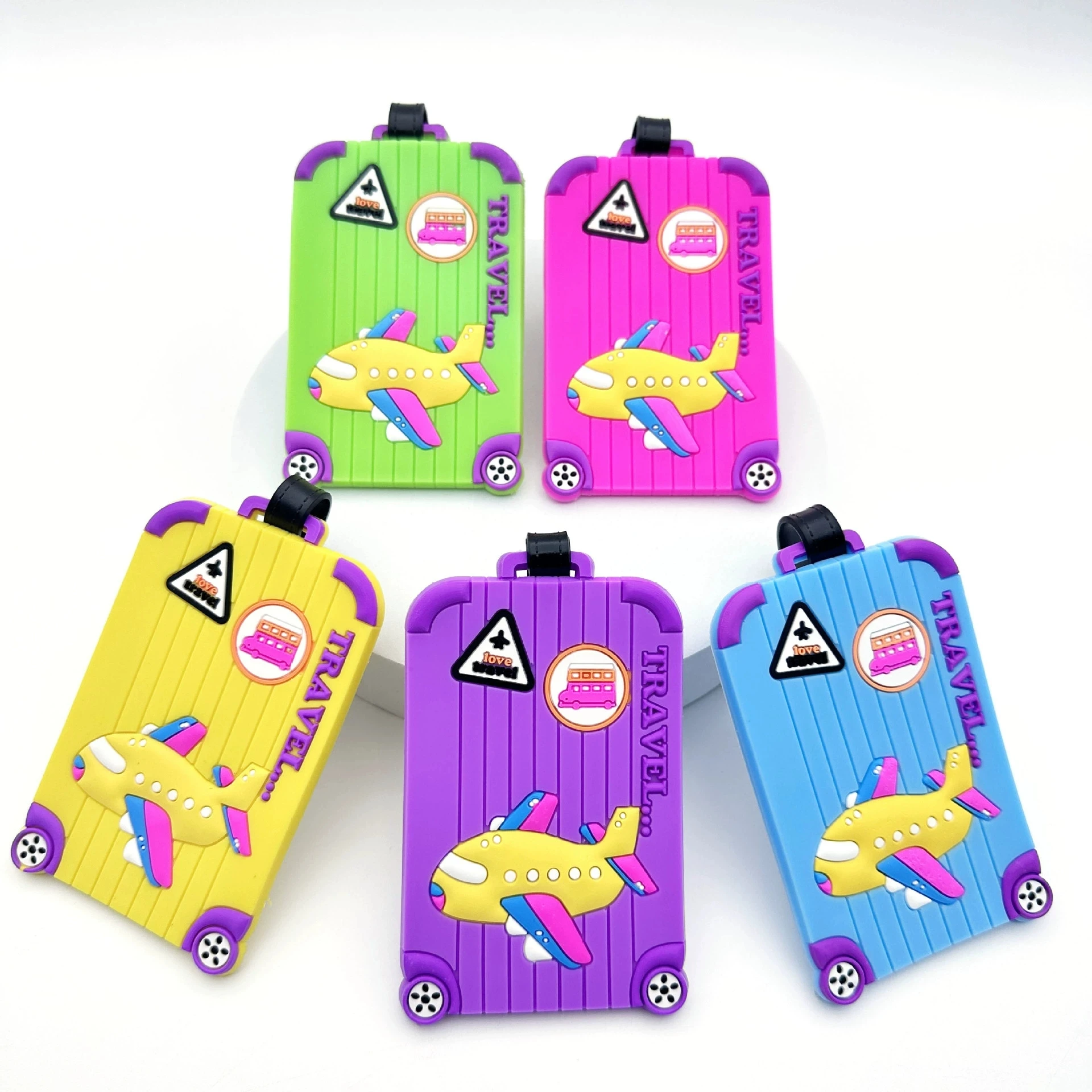 Etiqueta de bagagem de borracha macia de PVC Anime Cartoon Silicone Hang Tag Cabide de bagagem Capa de cartão de embarque