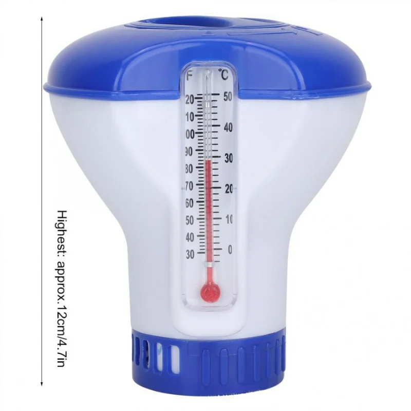 Swimming Pool5Floating Water Medicine Box Floating Cup Medicine Dispenser with Built-in Swimming Pool Floating Thermometer Float
