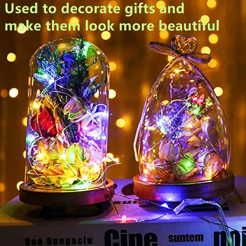 20er-Pack Lichterketten, 20 LEDs, 2 m, silberfarbener Kupferdraht, batteriebetriebene Dekorationen, Lichter für Hochzeit, Party, Weihnachtsdekoration