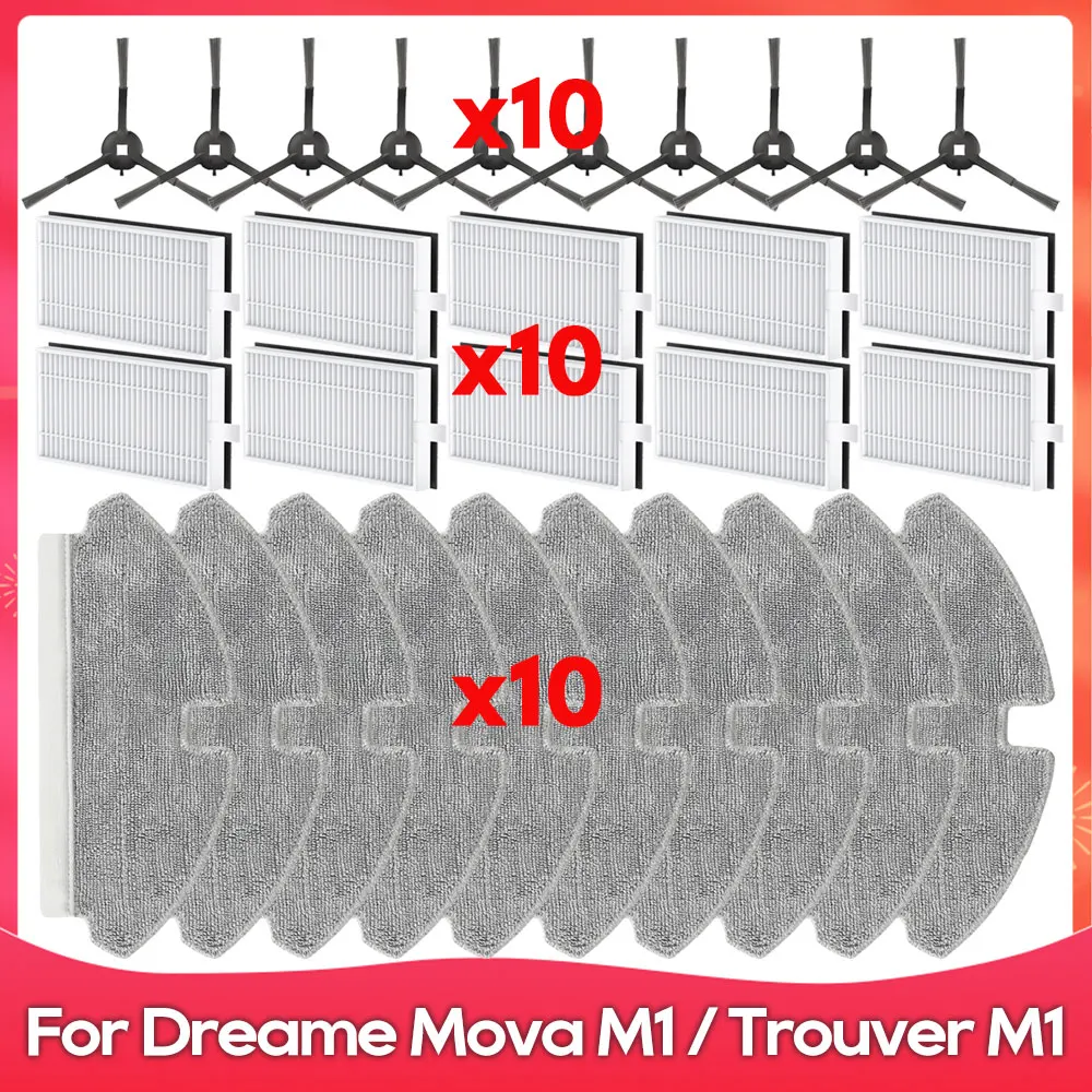 Fit For ( Dreame Mova M1 / Trouver M1 / Okami R110 ) Robot Vacuum Cleaner Side Brush Hepa Filter Mop Accessories Part