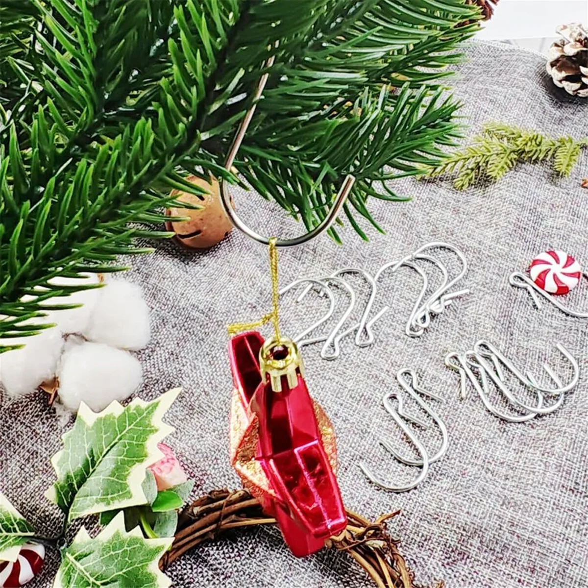 A71P 100PCS Gutter Hang Hooks Christmas Lights Ornament Hook Light Clips for Hanging Xmas Decoration Outside String Lights