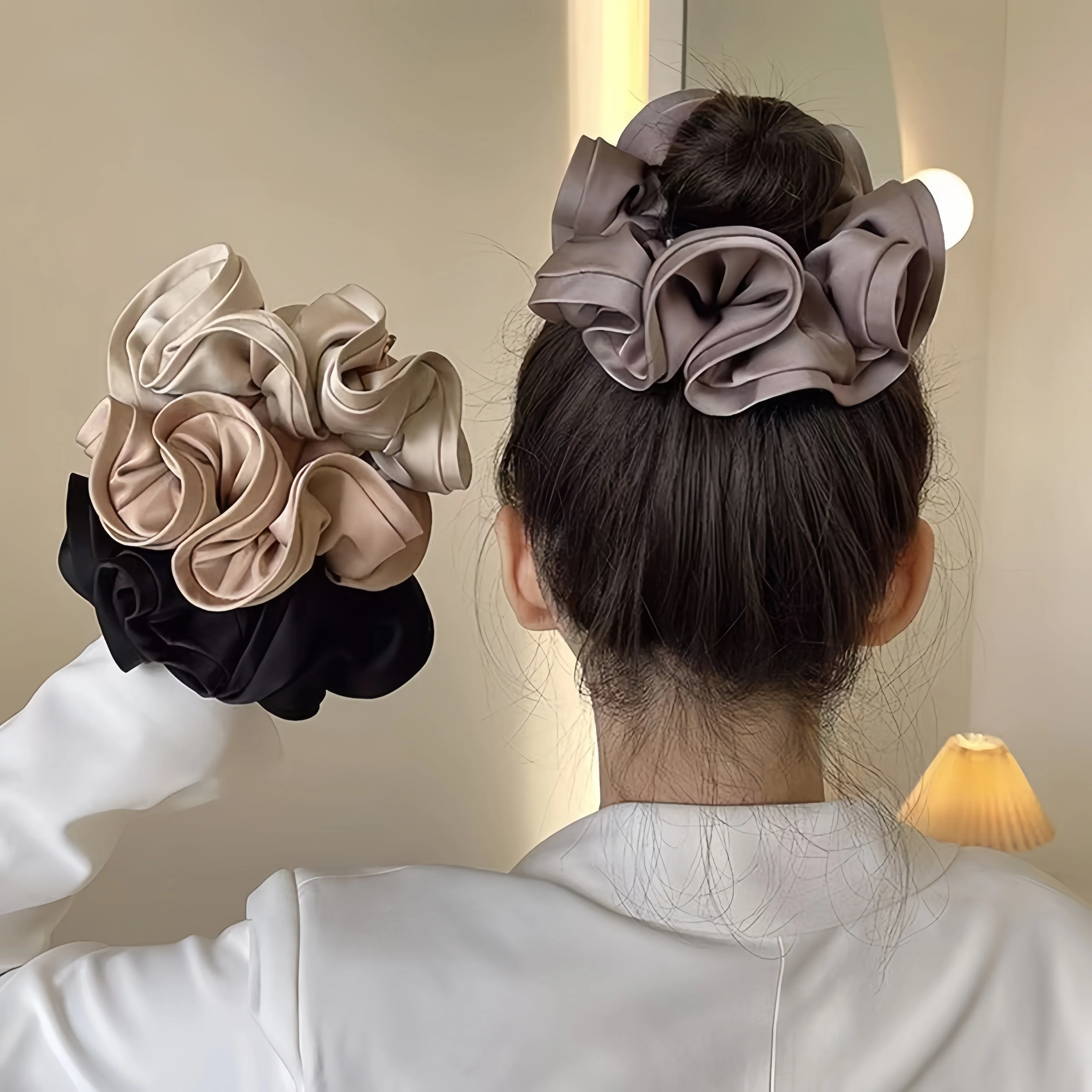 Koreanische Große Haar Krawatte Band Scrunchies Satin Elastische Haarband Bogen Frauen Einfache Temperament Neue Stil Pferdeschwanz Haar Zubehör