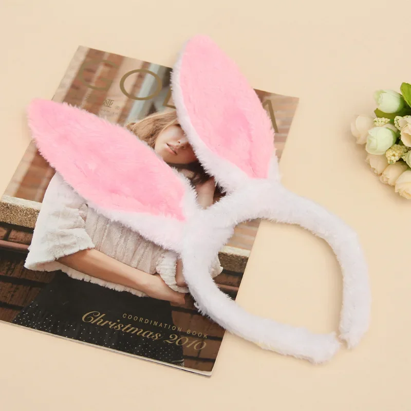 Unisex pluszowe ucho królika obręcz do włosów opaska z uszami króliczka impreza tematyczna występ na scenie nakrycie głowy boże narodzenie wielkanoc kostium Cosplay