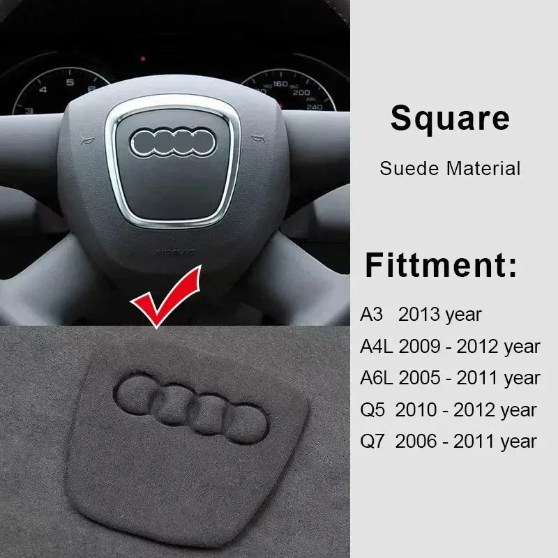 Car Suede Steering Wheel Panel Sticker Emblem Decoration Accessories For Audi A4 B8 8K A6 C6 4F Q5 8R Q7 4L A3 8V C7 Q5 A8 Q7 B6