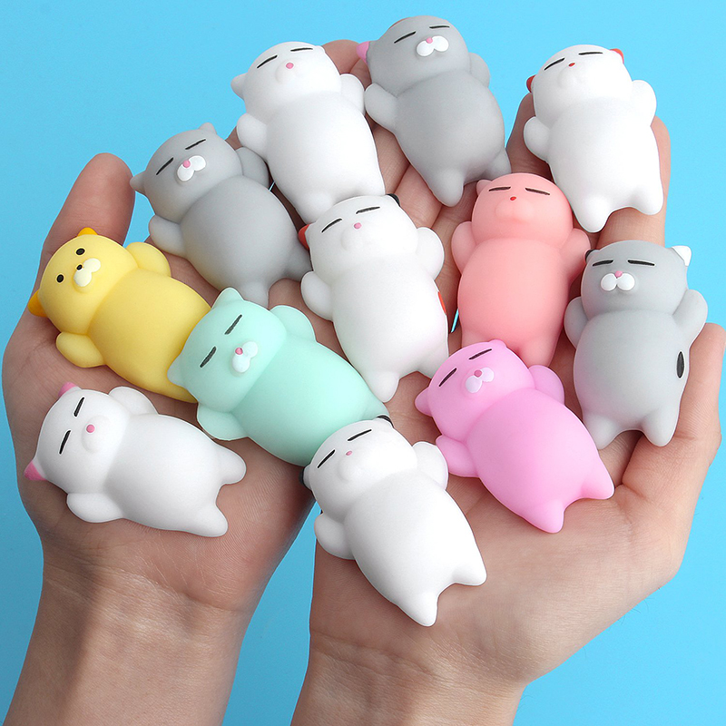 20 PCS Random Kawaii Mochi Squishy Fidget Toy Mini Cute Soft Cat Anti Stress Reliever Sensory Squeeze Xmas Gift for Adult Kid