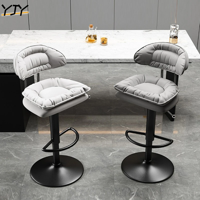 Bar Chair Modern Simple High Chair Rotating Front Desk Cash Register Lift Home Dining Chair Backrest High Stool JBJJ-13