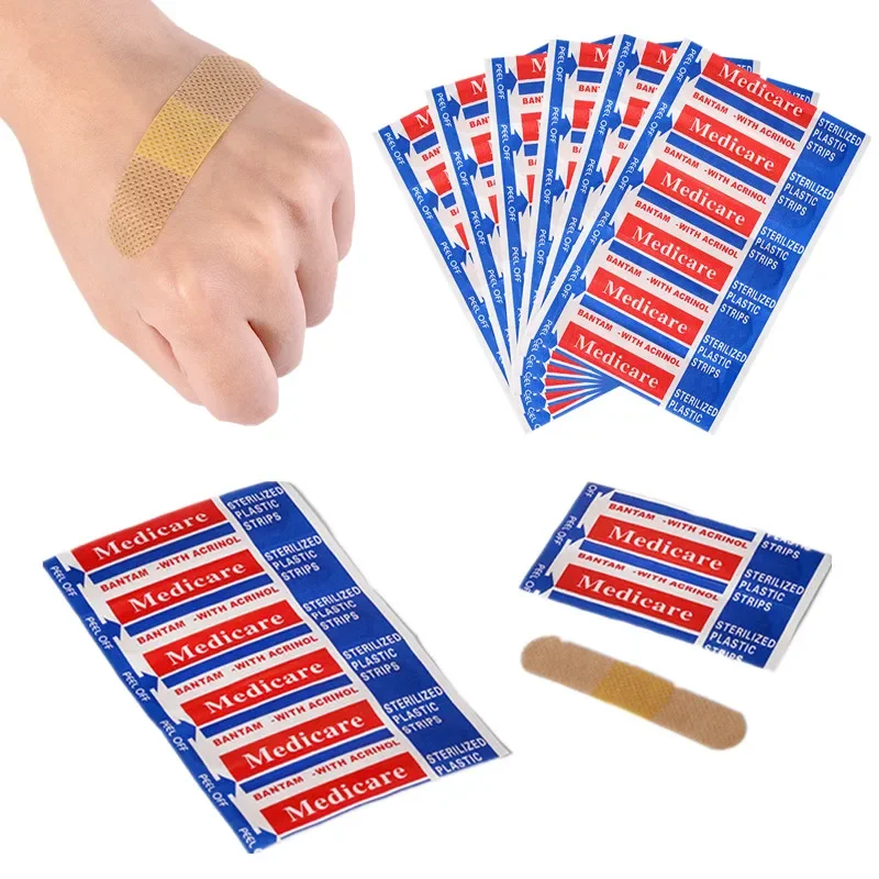 100 unids/pack parches de tirita no tejida para tiras de primeros auxilios cinta adhesiva yeso impermeable vendajes adhesivos para heridas