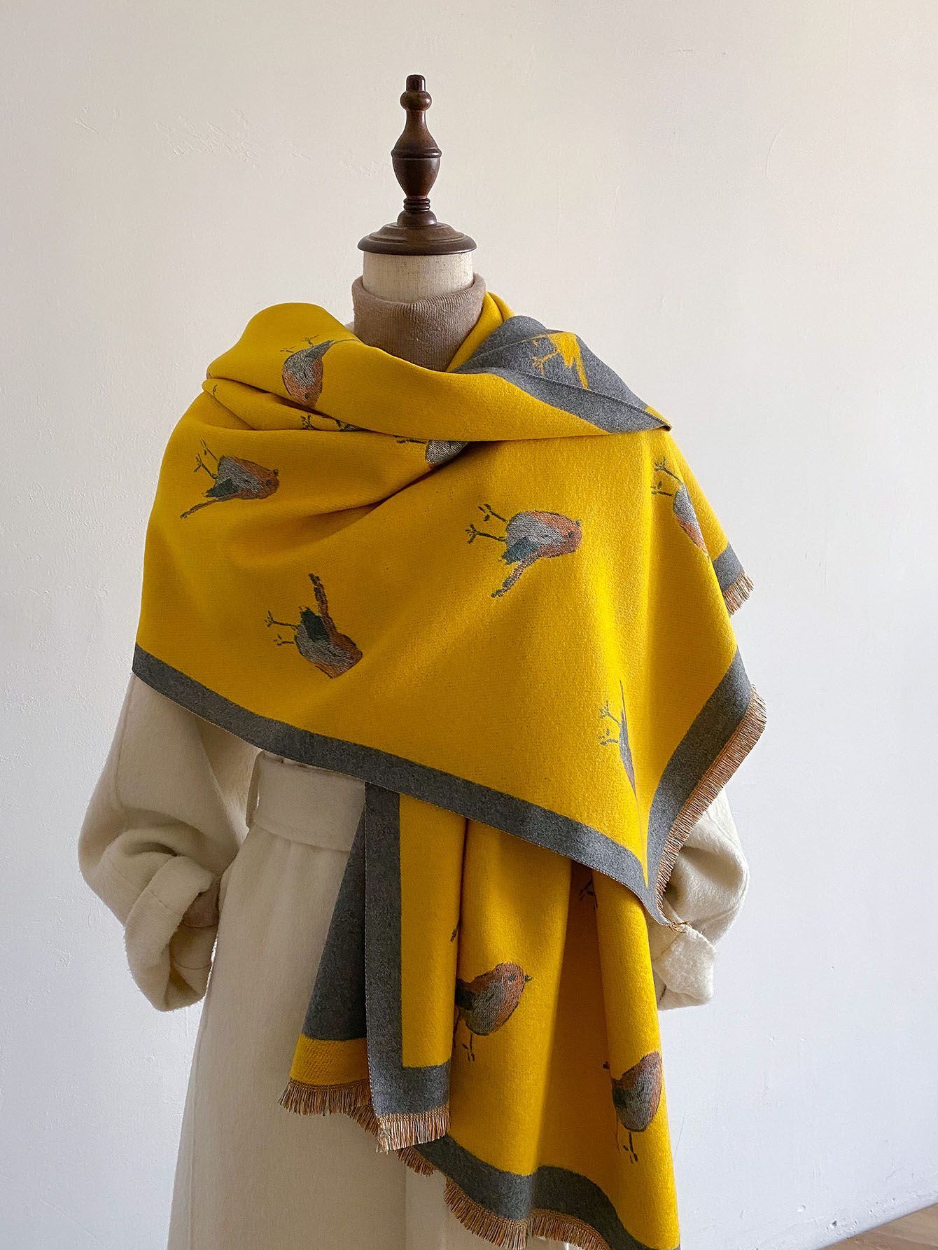 Grosso cobertor de caxemira feminino cachecol quente pashmina xale inverno envolve bufanda impressão 2023 novo design poncho echarpe feminino