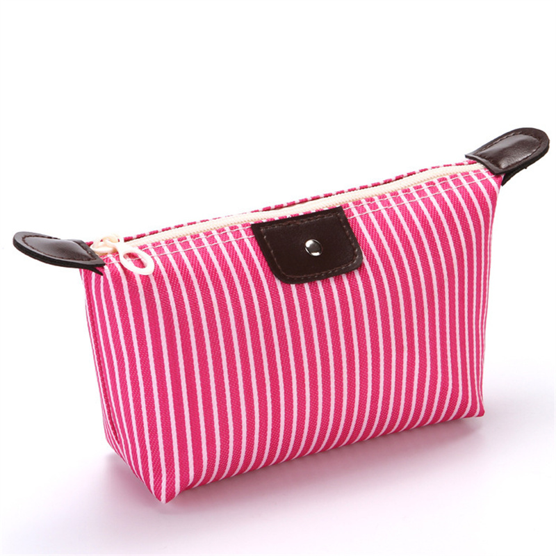 Saco De Maquiagem De Bolinho Listrado, Sacos De Lavagem De Dobramento, Bolsa De Banho, Bolsa De Viagem, Moda