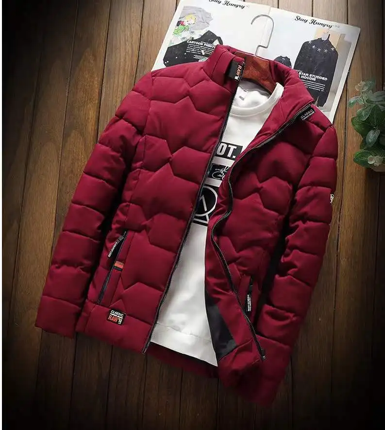 ฤดูหนาวใหม่ WARM Coats เสื้อแจ็คเก็ตแขนยาวผ้าฝ้ายเบาะซิปเสื้อแจ็คเก็ตผู้ชาย Stand-up COLLAR JACKET PLUS ขนาดเสื้อผ้าฝ้าย