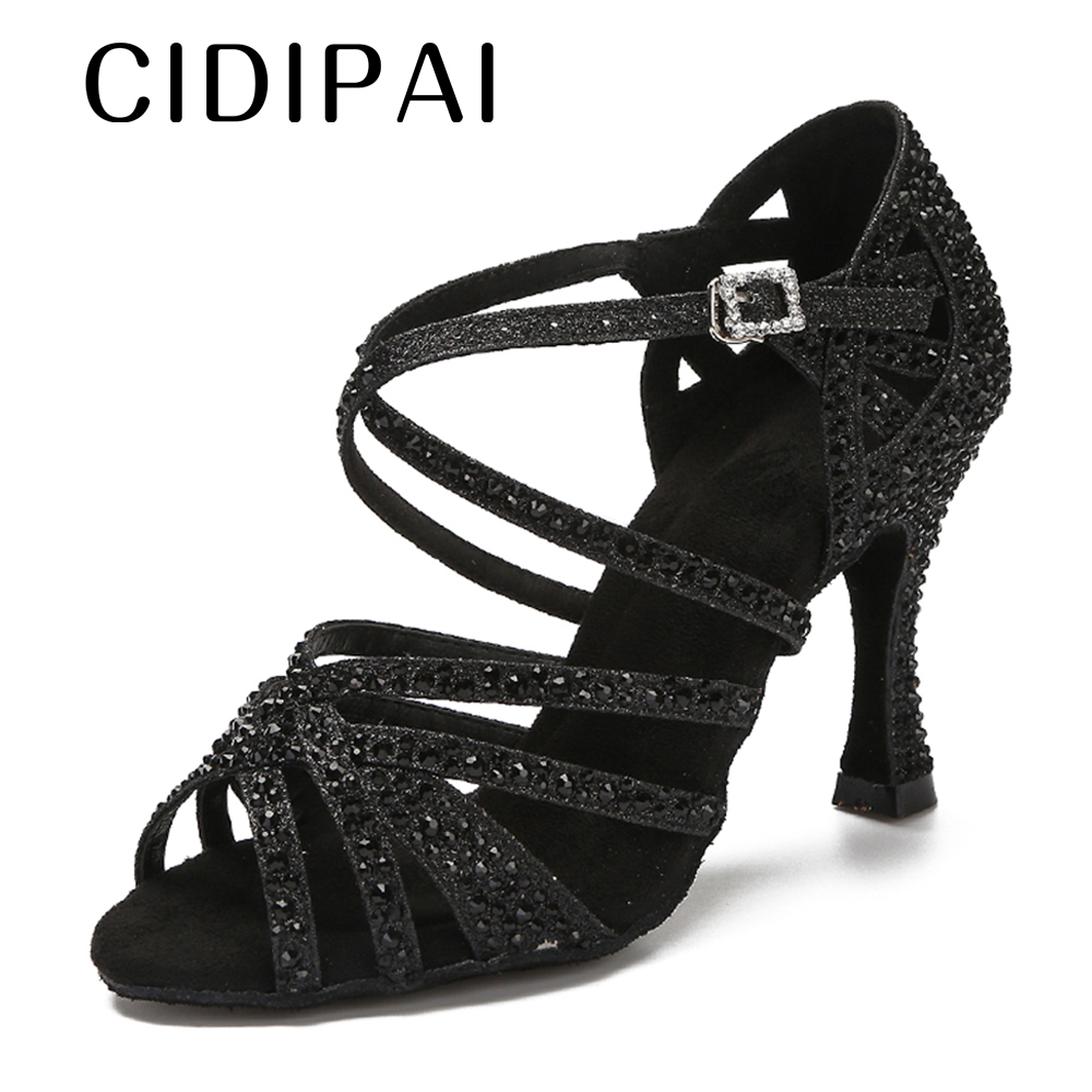 CIDIPAI zapatos de baile latino mujer Salsa rendimiento salón zapatos de baile brillantes zapatos de fiesta interior zapatos de boda dorados para mujer